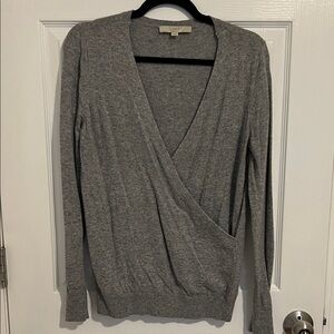 LOFT grey vneck sweater size small